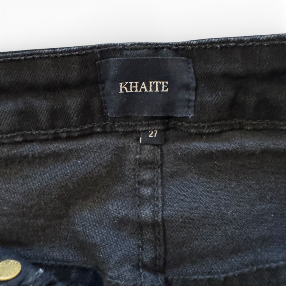 KHAITE High-Rise Slim Straight Premium Denim Vanessa Jeans - Washed Black Sz 27 - Picture 5 of 11